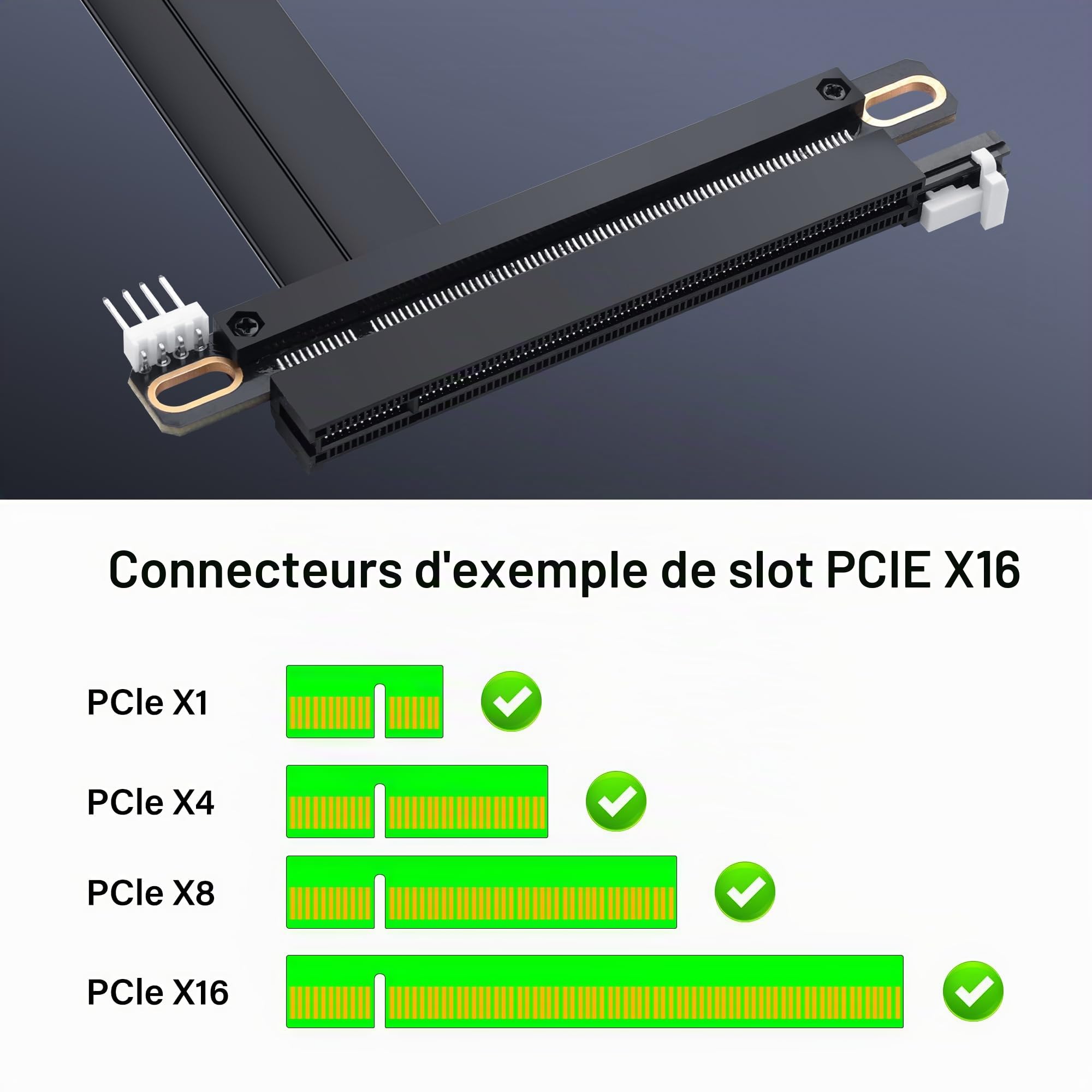 SinLoon Câble d'extension M.2 NGFF NVMe Key M vers PCIe 3.0 X16 M.2 vers PCI-E 3.0 X16 femelle pour M2 2230 2242 2260 2280 20 cm