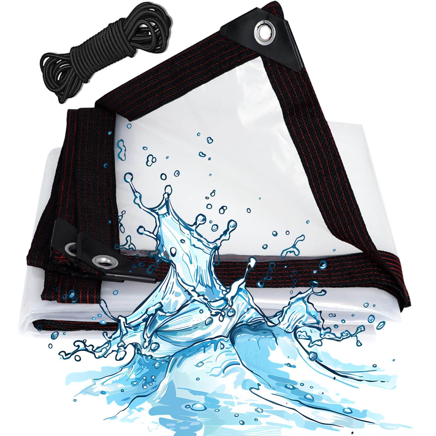 Bâche transparente avec œillets 130g/m² imperméable en PE pour serre