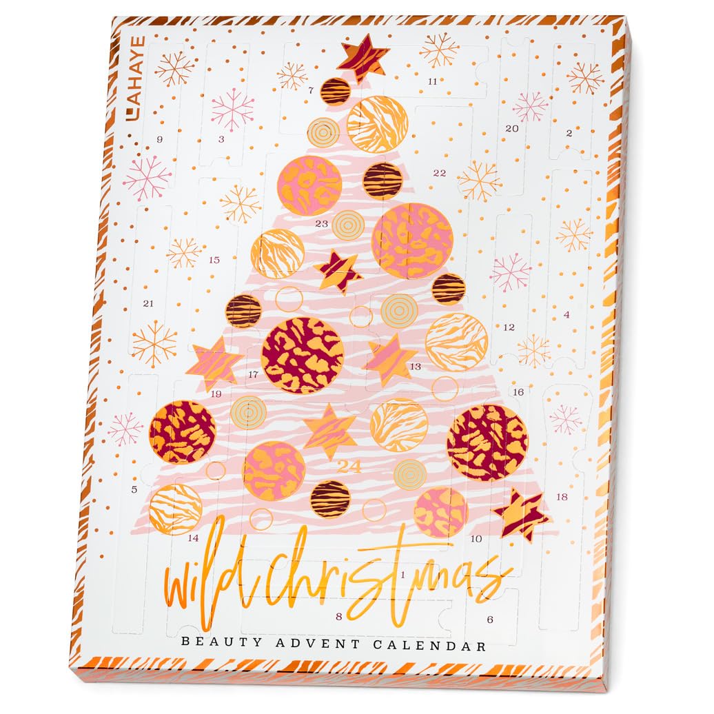 LAHAYE Beauty Adventskalender 2025 WILD X-MAS – Weihnachtskalender für Frauen, 24 luxuriöse Make-Up Überraschungen, Vegan & tierversuchsfrei, Limitierte Edition