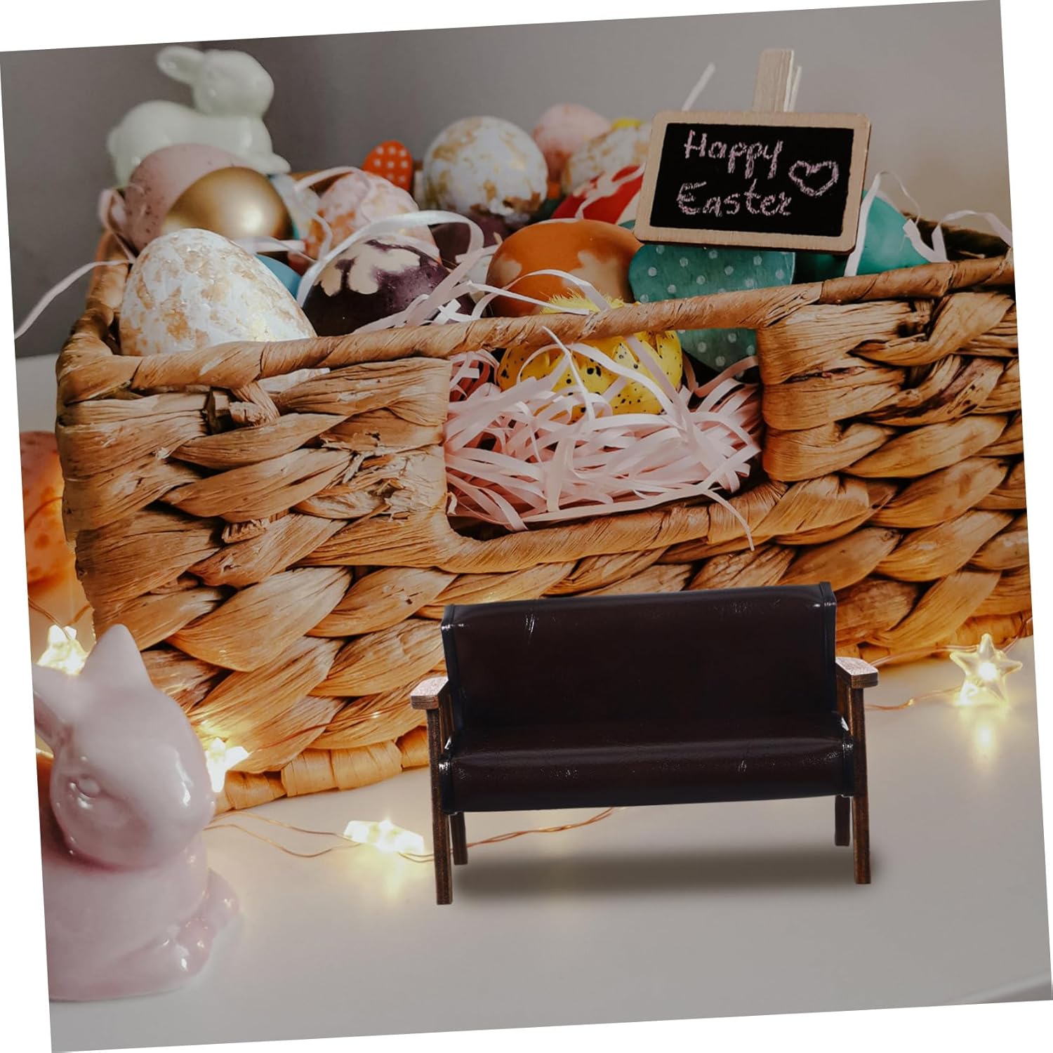 VICASKY 5pcs Miniature Leather Sofa Chair Model for Dollhouse Realistic Design Compact for Landscape Decoration and Photography Prop Deep Brown Scale Furniture