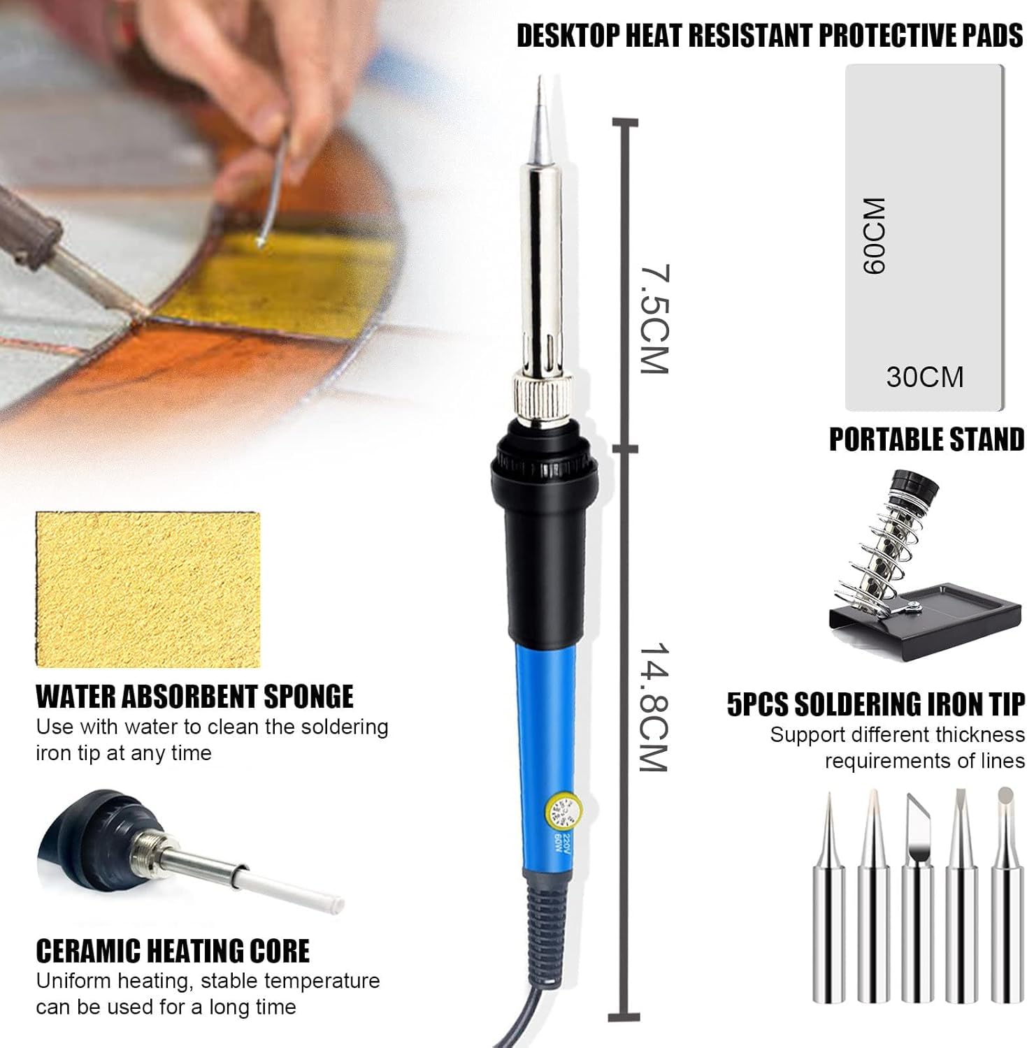 Set di strumenti per taglio e mosaico del vetro, kit professionale fai da te per lavori in vetro, inclusi utensili da taglio e saldatore