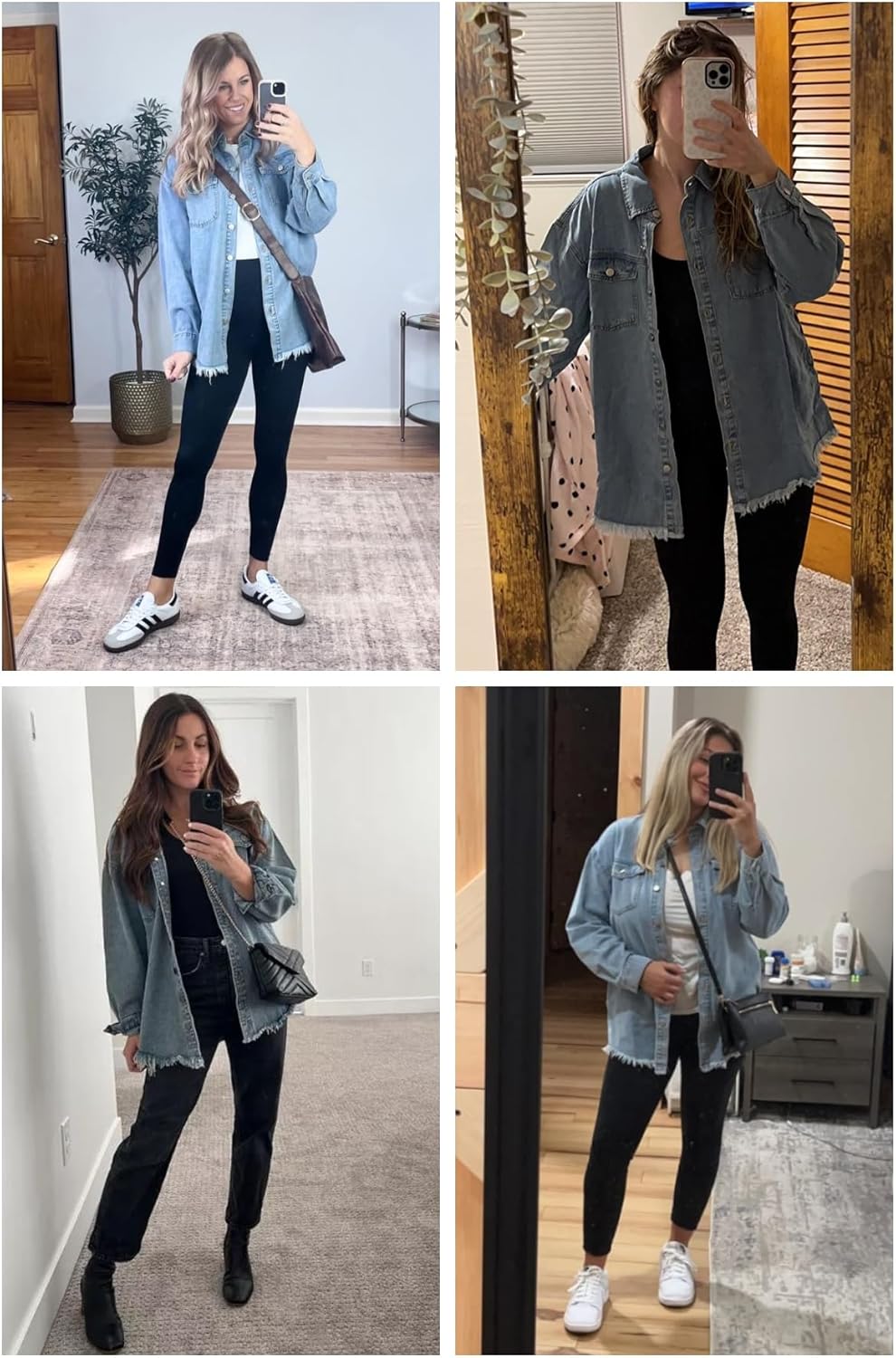 Dokotoo Women's Oversized Denim Jacket Casual Long Sleeve Denim Shirts Distresse Jean Jacket - Image 8