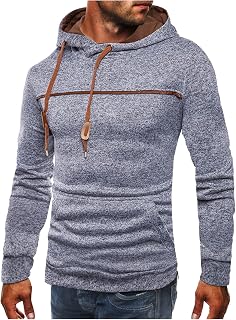 CreoQIJI Black Hooded Pullover Men's Fashion Sweatshirt Splicing Band Long Sleeve Round Neck String Hooded Sports Bag Winter Blouse 2021 Vest with Men