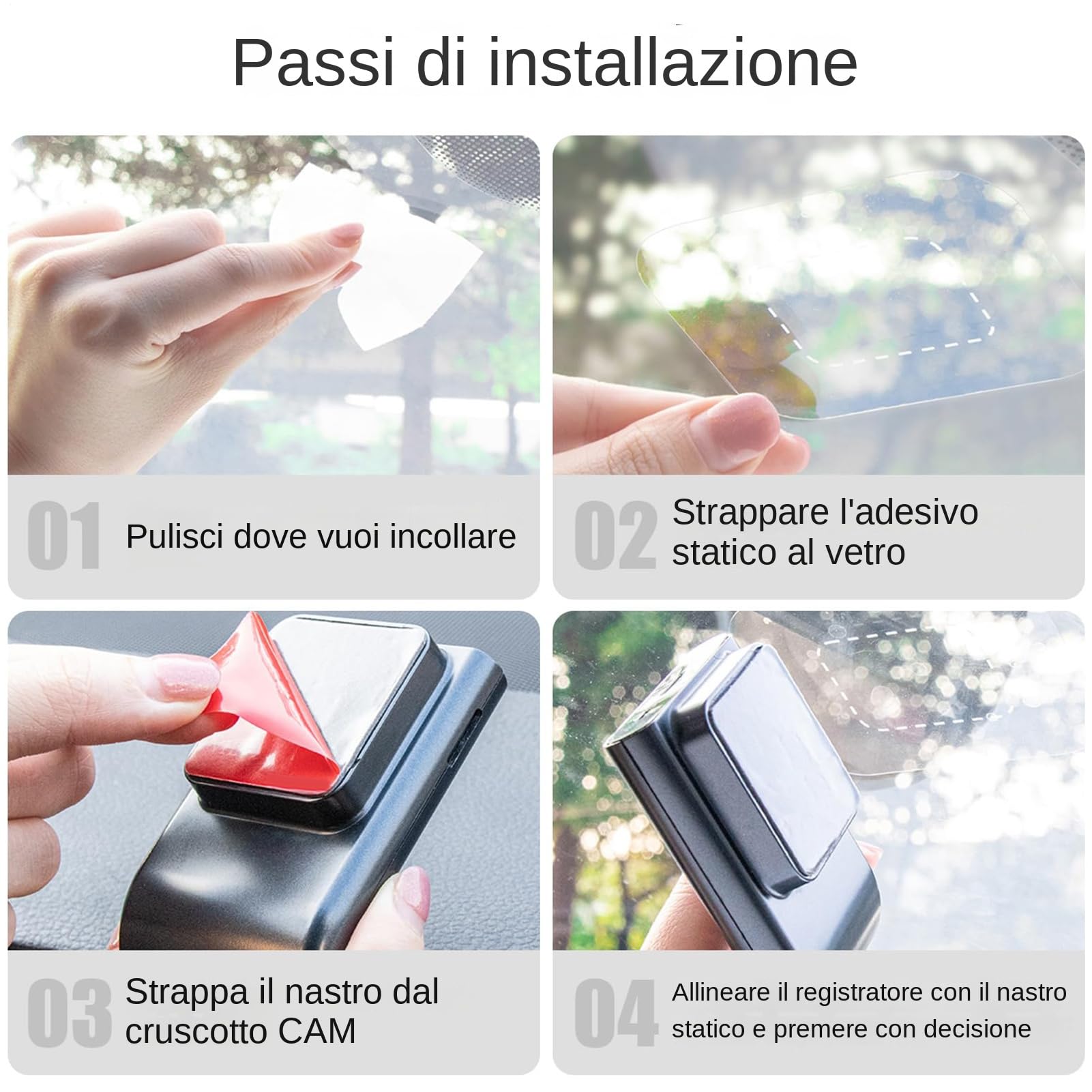 Pellicola parabrezza per adesivi, protezione adesiva telecamera cruscotto - Confezione da 6 pezzi elettrostatici trasparenti | Protezione del anteriore | Supporto riposizionabile | insta