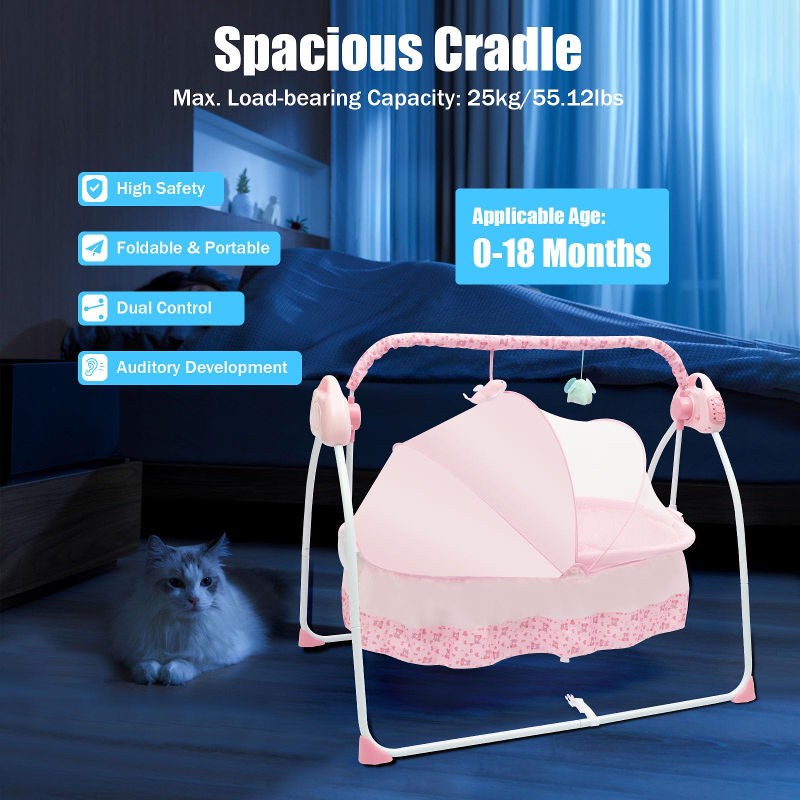Transat Électrique Pliable, Lit Automatique Sécurisé, Transat Musique Intégrée, Télécommande, Matelas Épais, Oreiller Ergonomique, Pliable Et Portable, Relaxation Maison, Sieste Salon, Lecture Chambre