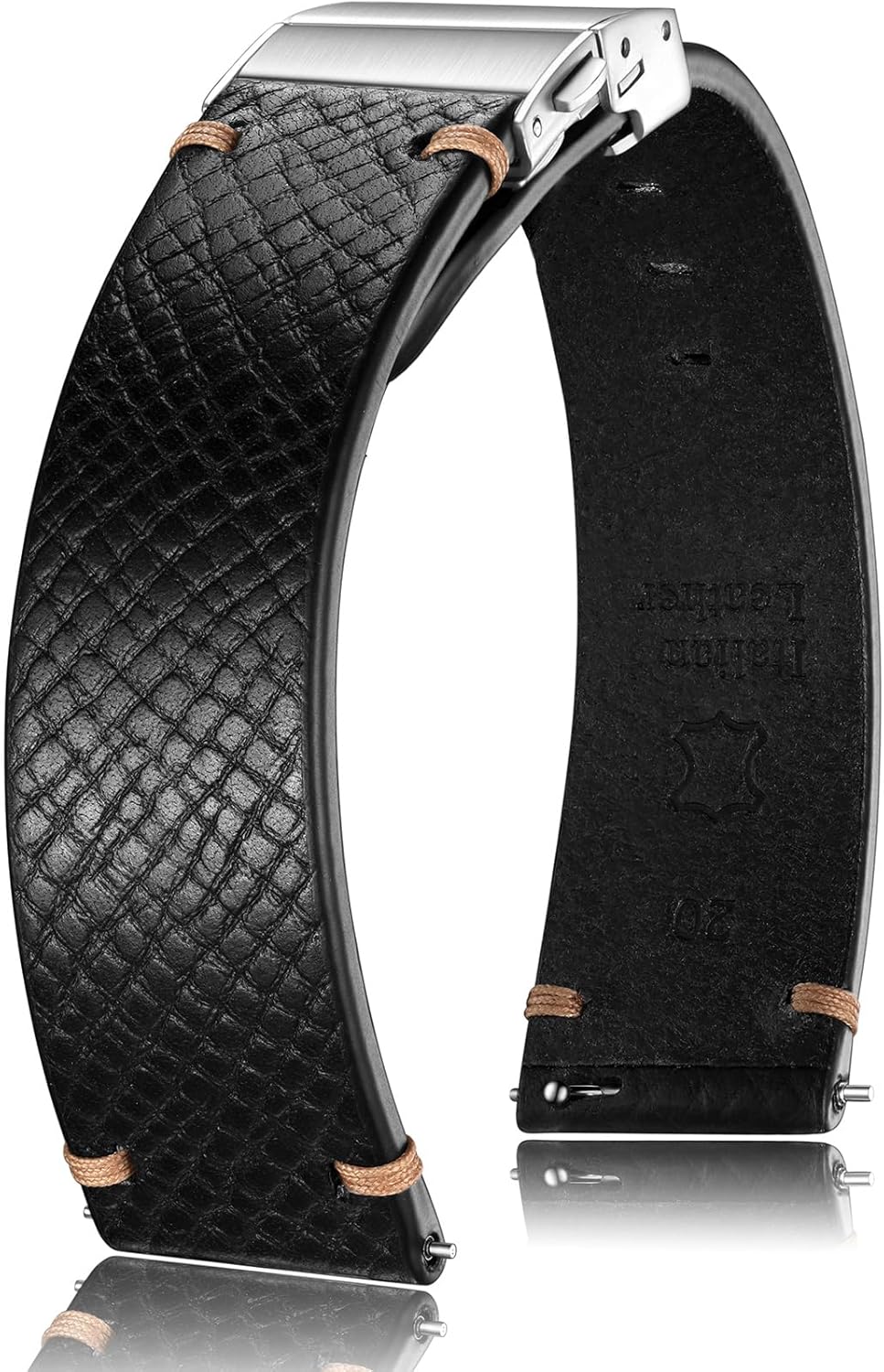 Getalia Italian Leather Watch Band | Tuscany Vegetable-Tanned Full Grain Calfskin Palm Grain Strap, Quick Release Watch Band with Folding Clasp, 18mm 19mm 20mm 21mm 22mm, Soft Strap for Men Women