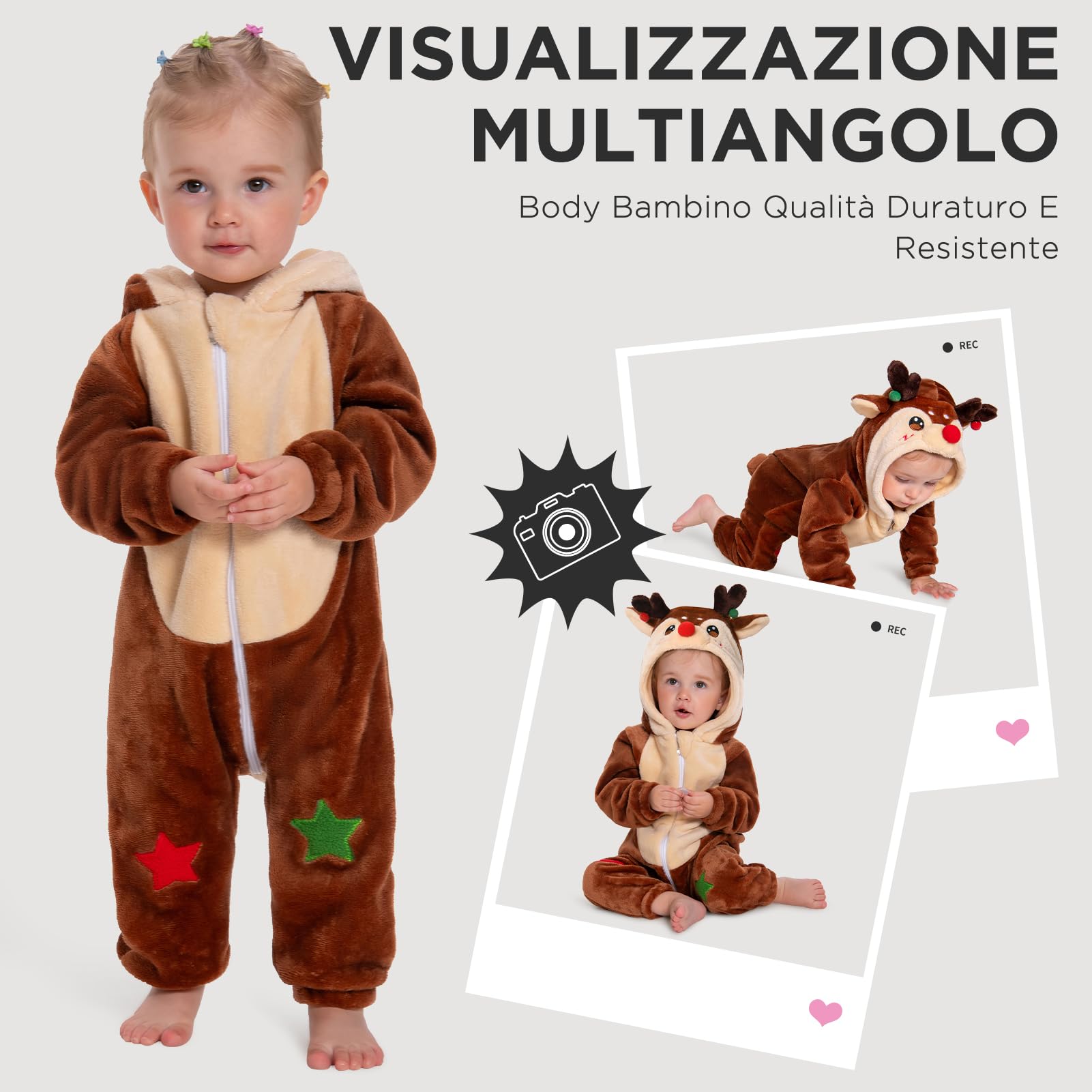OLAOLA Tutine per Bambino Unisex, Pigiama in Morbida Flanella, Costume da Animale per Bambini, Tutina con Cappuccio