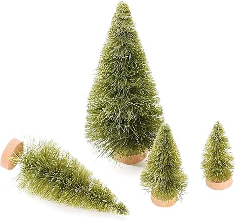 Miniatura 10 de JUOPZKENN 16 mini árboles de Navidad de plástico púrpura con formas surtidas