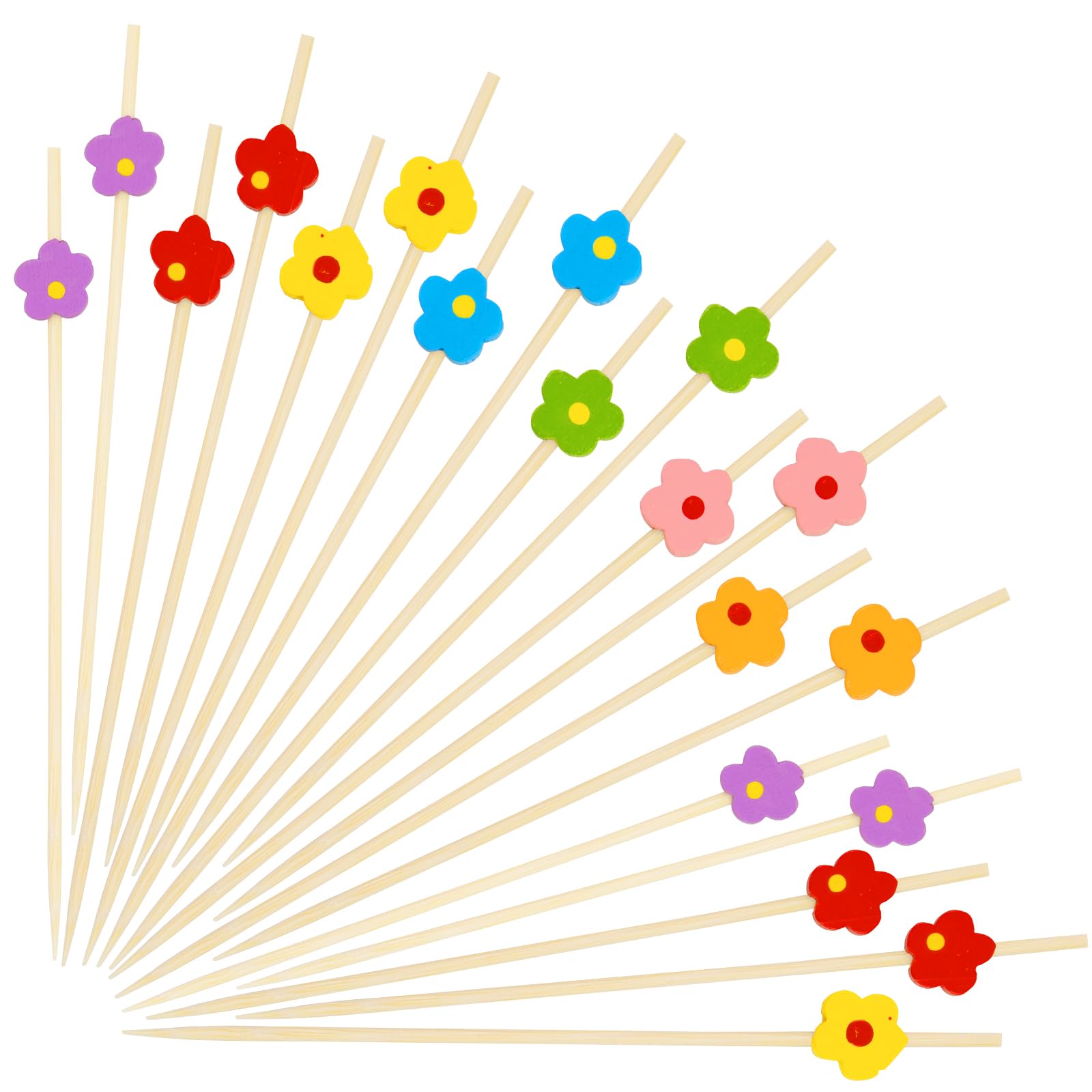100 Palillos Decorativos Con Flores Para Aperitivos - Ideales Para Fiestas, Eventos, Presentaciones Elegantes