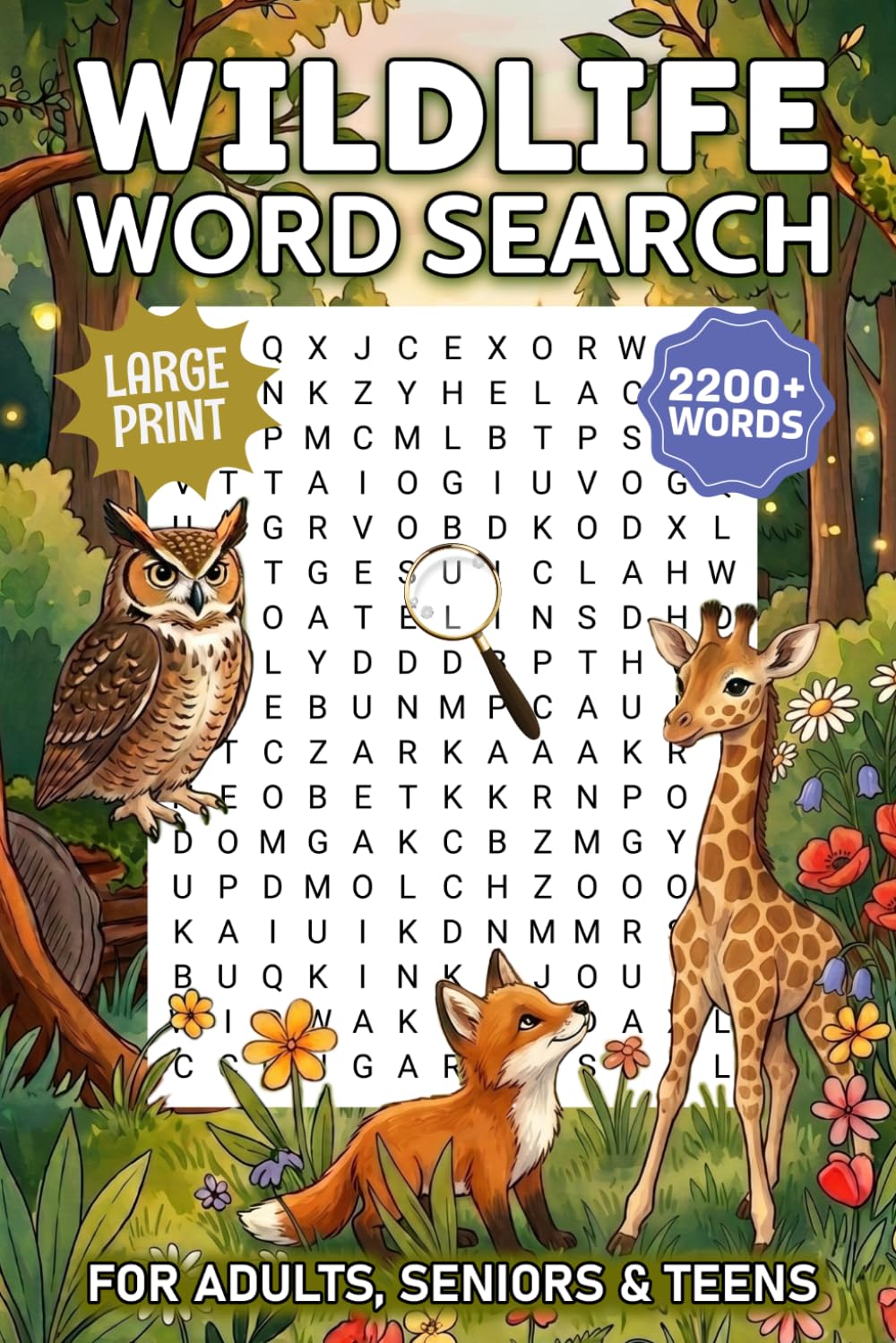 Wildlife Word Search For Adults Large Print: Relaxing Nature Themed Word Find Puzzle With Solutions, Wild Life Activity Games And Gifts Idea For Seniors, Teens, Men & Women