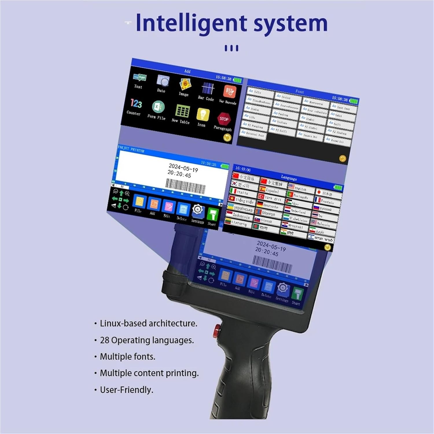 12.7mm Portable Handheld Inkjet Printer &White Ink Cartridge for Text QR Barcode Logo(with 1 White Ink(US))