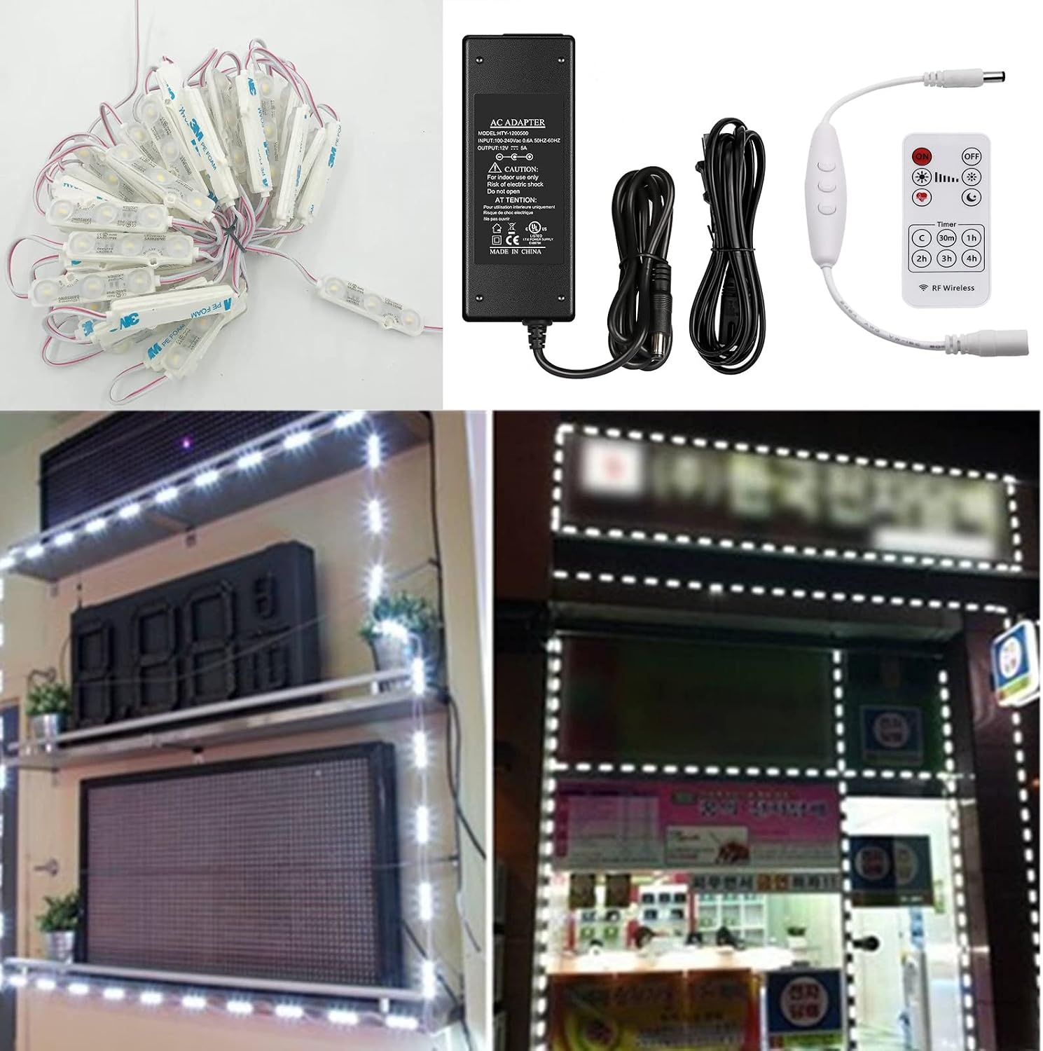 EAGWELL New Version LED Window Light White, 40 FT Storefront LED Light 12V 5730 Waterproof LED Module Business Decorative Lights with DC Connectors LED Lights for Advertising Signs Business