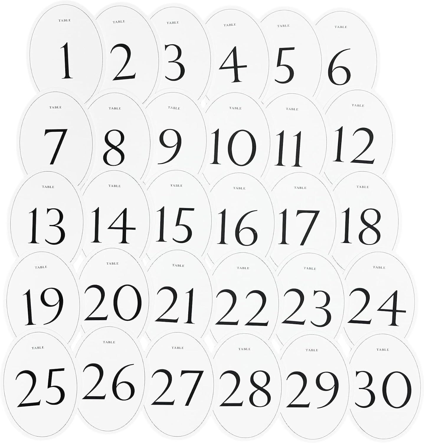 Wedding Table Numbers 1-30, 5x7 Inch White Table Number Cards for Reception Seating, Bulk Set for Banquet Party