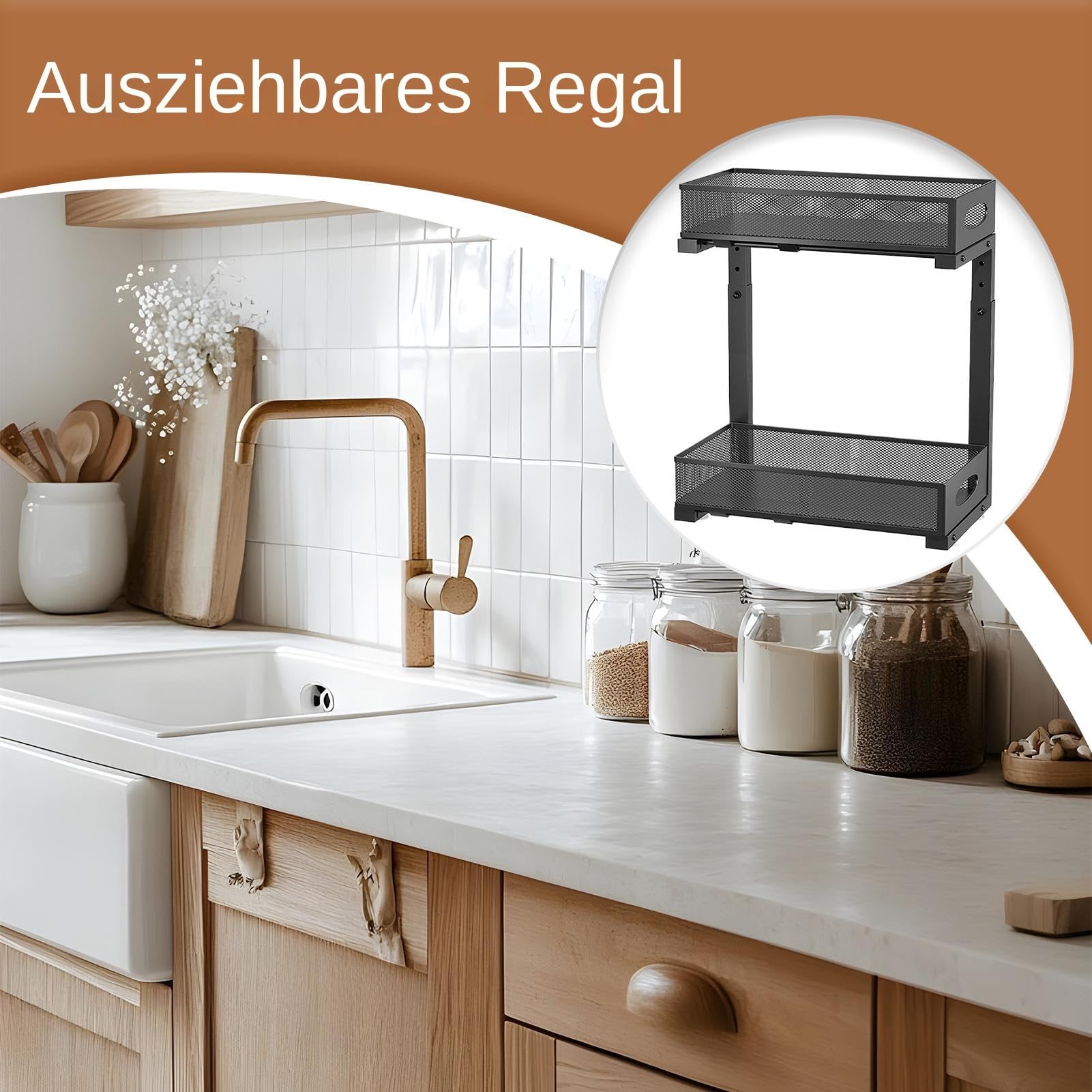 Organizador para Debajo del Lavabo del Baño Organizadores y Almacenamiento | Estante de Organización con Altura Ajustable para Hogar, Cocina, Despensa, Armario, Baño,