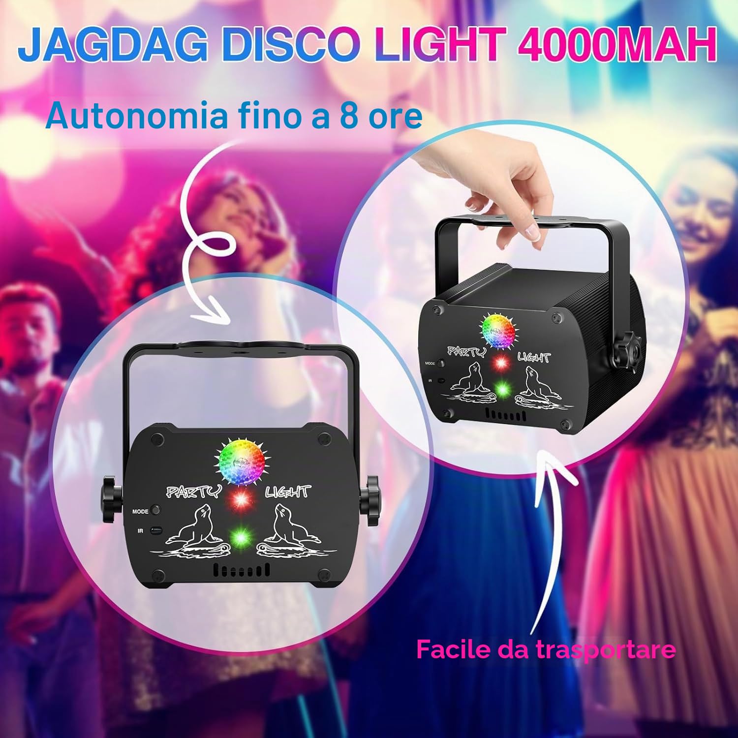 luci discoteca, Luce da Festa luci Musicale Controllata Modelli Effetto Strobo luce discoteca Telecomando per Festa Disco Bambini, Feste, Club, Matrimoni