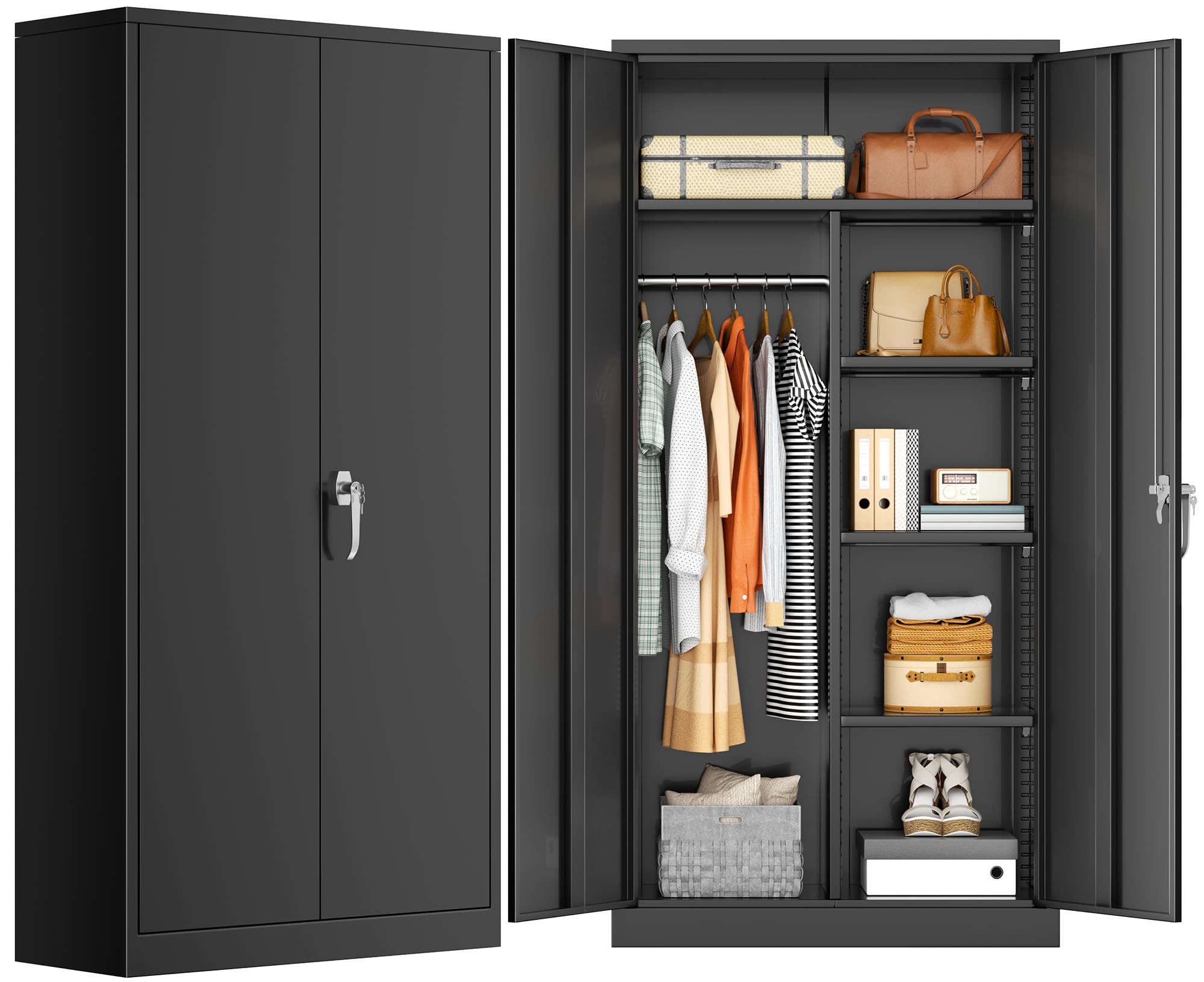 INTERGREAT 72" Locking Metal Wardrobe