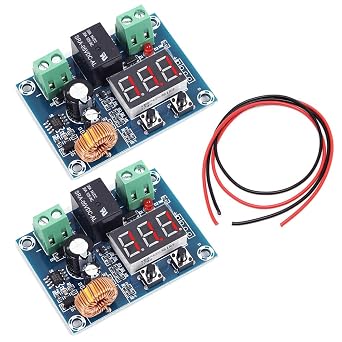 DAOKI 2PCS Digital Low Voltage Discharge Protection Module Disconnect Switch Over Discharge Protection Protector for 12-36V Lithium Battery with 24AWG Wire