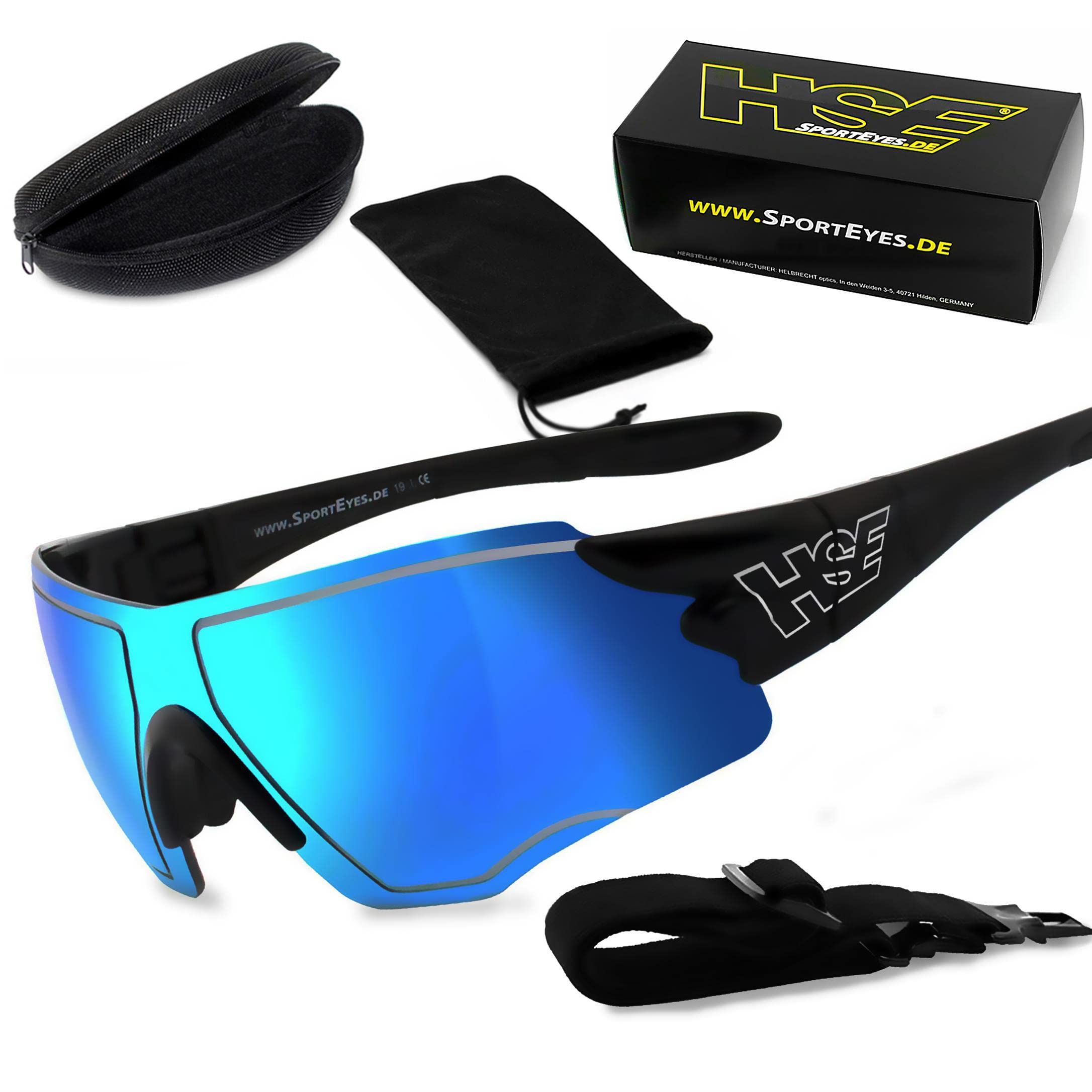 filtr ochronny UV400, HLT® szkło bezpieczne z tworzywa sztucznego zgodnie z normą DIN EN 166 | okulary sportowe, okulary rowerowe, okulary przeciwsłoneczne| oprawka okularów: czarne, okulary: SPEEDWULF