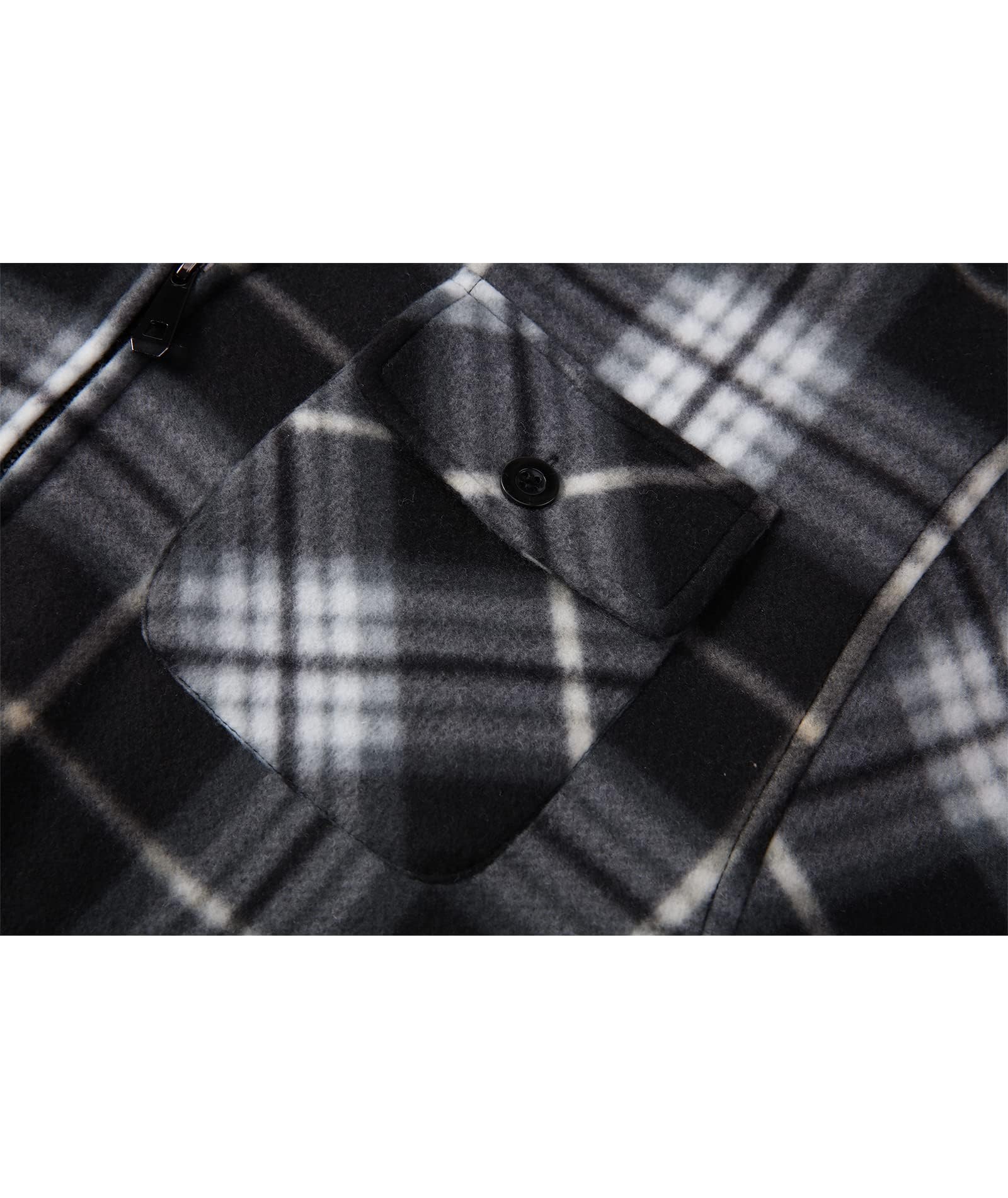 zitysport Shirt Jacket Uomo Plaid Lined Winter Jacket Thermo Shirt con zip e Cappuccio