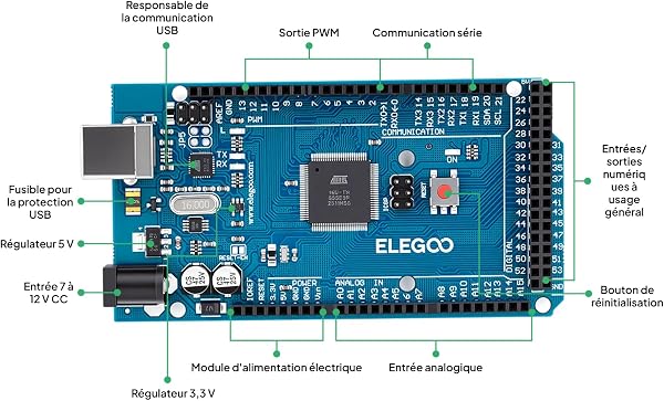 ELEGOO Mega R3 Kit de Démarrage Ultime Le Plus Complet avec Manuel d'Utilisation Français pour Débutants et Professionnels Compatible avec Arduino IDE - 4