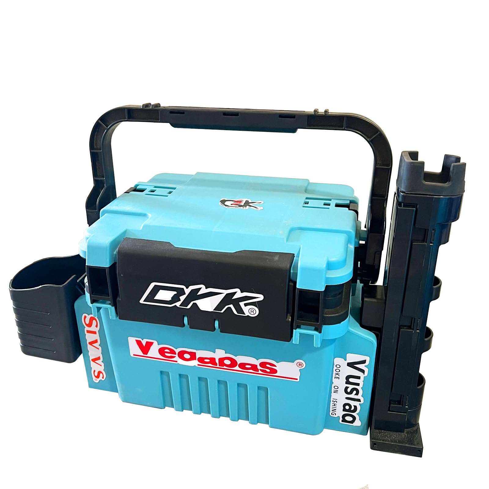 BUAKAW-X Fishing Tackle Box Fishing Bucket with Rod Holder Fishing Tackle Storage Multifunctional Outdoor Fishing Box Fishing Tools Multi-Functional Live Fish Bait Bucket (Blue, 6L)