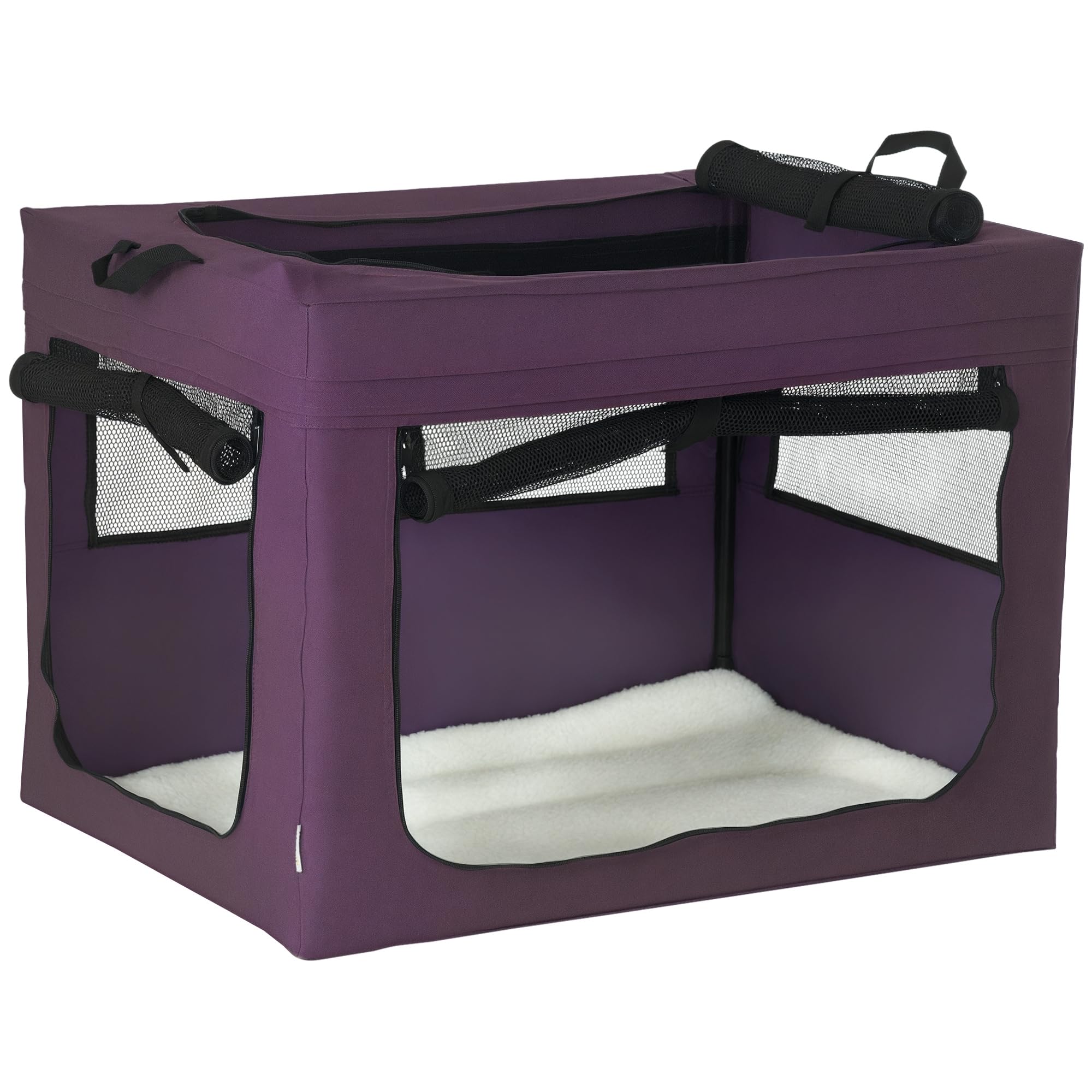 Pawhut 80Cm Soft Side Pet Carrier W/ CushionFor Medium DogsPurple from B&Q