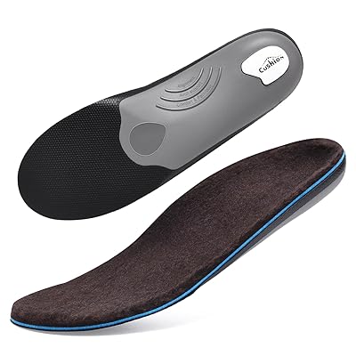 VALSOLE 250+lbs Winter Thermal Wool Insoles for Men Women,Plantar Fasciitis Orthotics Insert,for Flat Feet,High Arch,Foot Pain,Standing All Day Boot Work Shoe Warm Insoles(278mm)
