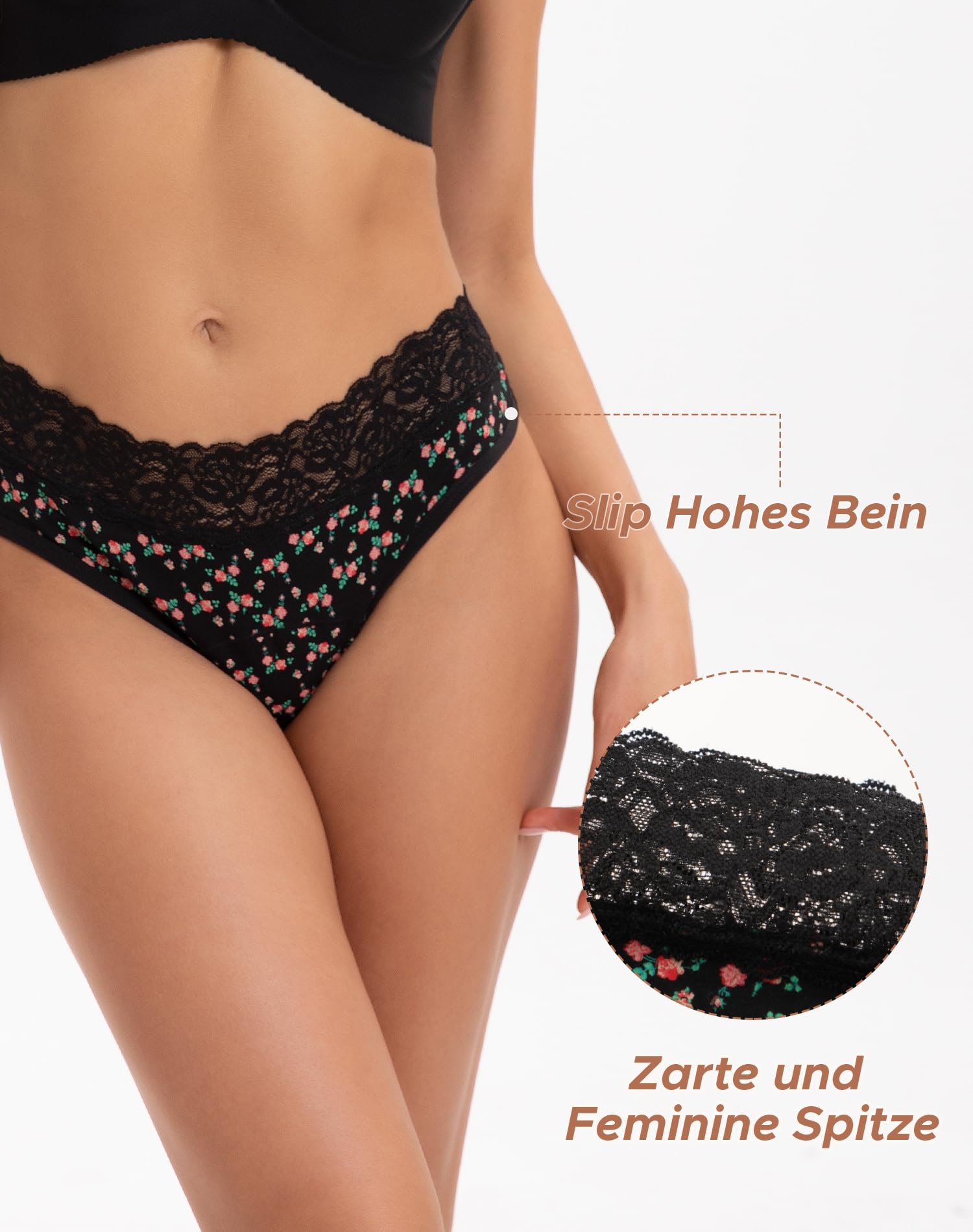 INNERSY Mutande Ciclo Mestruale Flusso Leggero Slip Donna Cotone Vita Media Intimo Pizzo Pacco da 3