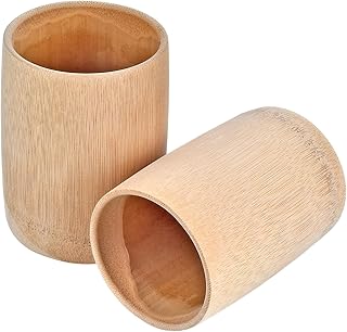 2PCS Unpainted Wooden Tea Cups Unfinished Natural BambooTea Cup Coffee Mug Wine Mug Camping Cup Travel Coffee Mugs Craft Tea Drinking Cup Gift Outdoor Mug for Drinking Tea Coffee Wine Beer
