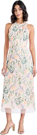 Maggy London Women's Garden Embroidered Mesh Halter Midi Dress-Perfect for  Wedding Guest & Special Occasions, Blue/Green/Yellow, 0 : Amazon.ca:  Clothing, Shoes & Accessories