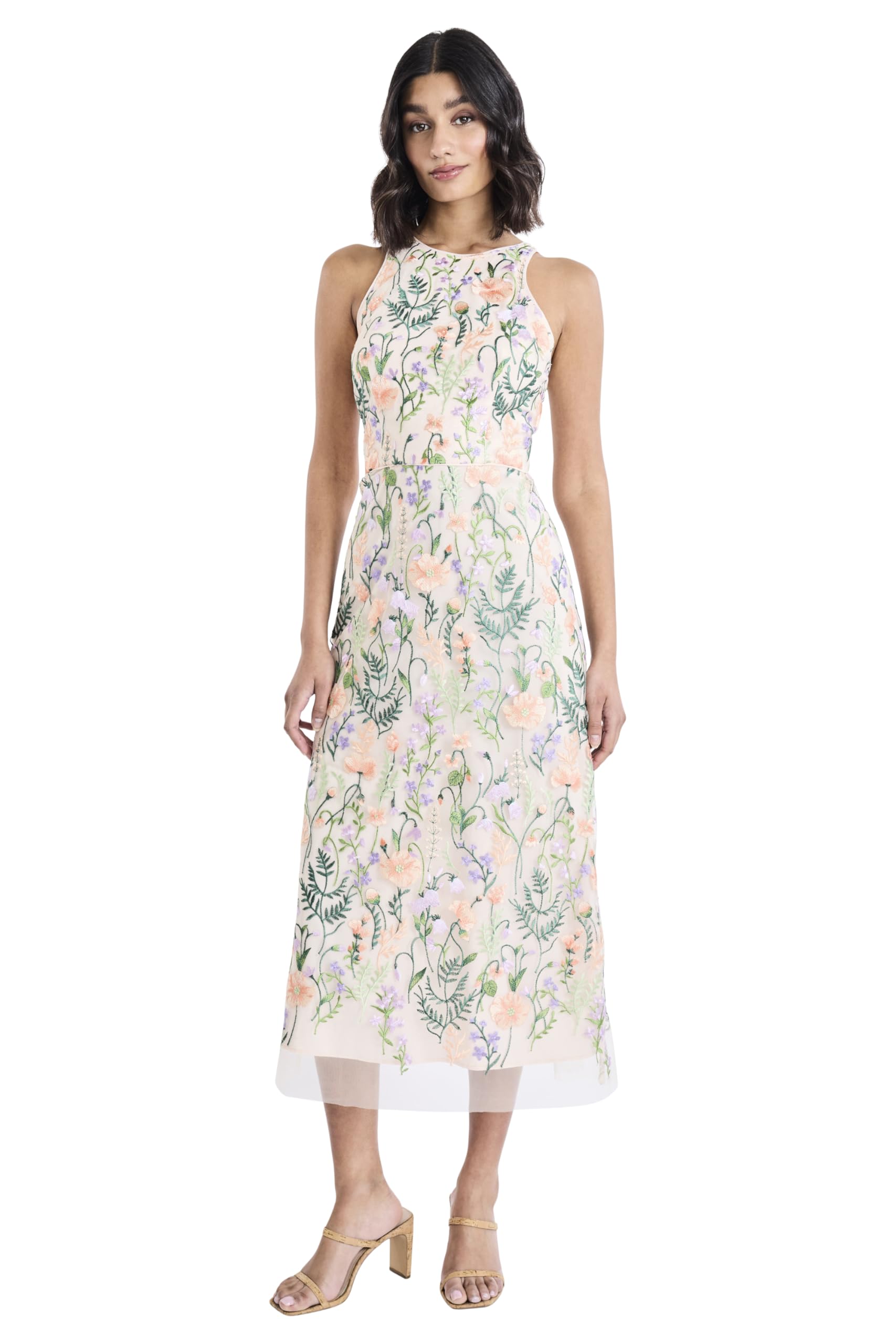 Maggy London Floral Embroidered Midi