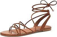 PARTY Women's Strappy Gladiator Sandals - Lace Up Flats, Open Toe Summer Wrap Tie-Up Shoes in Gold, Silver, Black