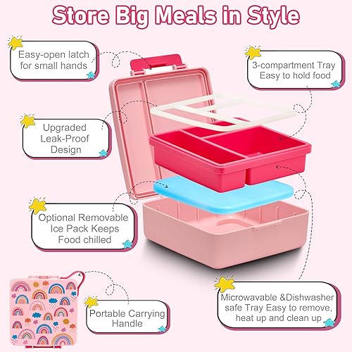 Miniatura 4 de Lonchera Bento para niños con termo de sopa de 17 onzas, botella de agua aislada y bolsa de almuerzo aislada, a prueba de fugas, contenedor de