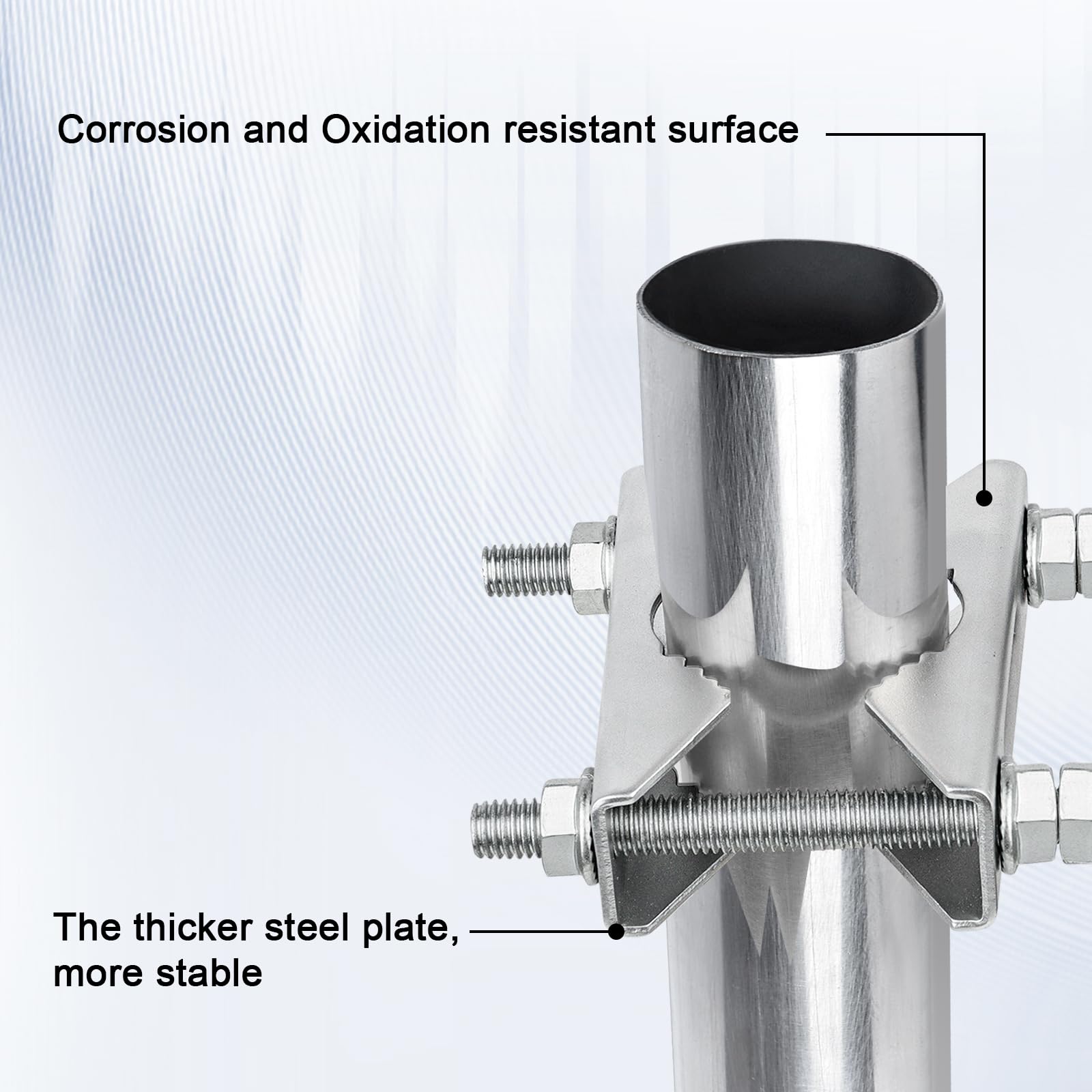 2 Pack Antenna Mounting Kits 2 inch Pole to Pole Clamp Heavy Duty Mast to Mast Bracket with V Jaw Block for TV CB Ham Antenna, Weather Station, Pipes