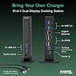 Plugable Double DisplayPort & HDMI Station d'accueil - USB 3.0 & USB-C Portable pour Dual Monitors, DisplayLink, Mac (chauffeur requis), ChromeOS & Windows, Gigabit Ethernet et Audio (UD-6950Z)