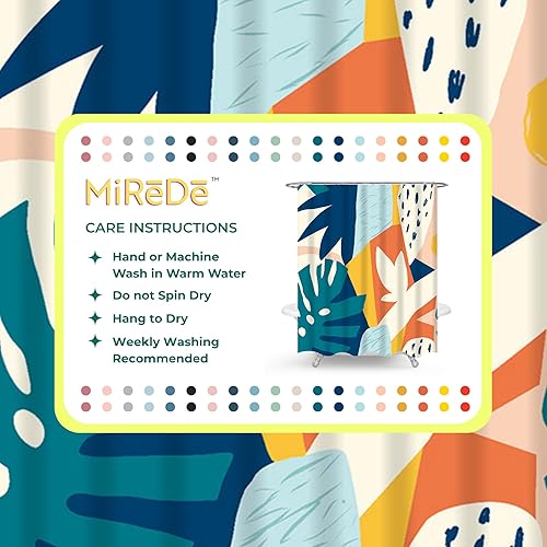 Miniatura 6 de Cortina de ducha, impermeable, dobladillo pesado, ojales libres de óxido, lavable de 72 x 72 pulgadas, 12 ganchos de plástico (regular, tropical)