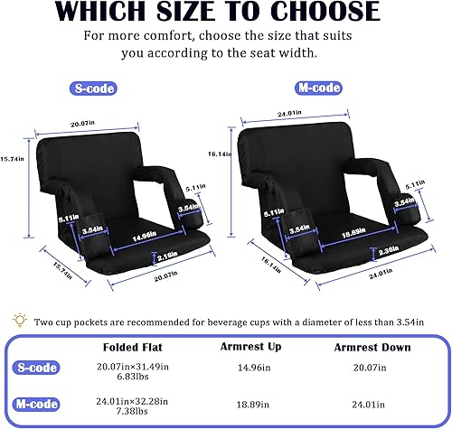 Miniatura 3 de Asientos de estadio con soporte para el respaldo, sillas de gradas con respaldo y cojín extra ancho, asientos acolchados gruesos, asientos