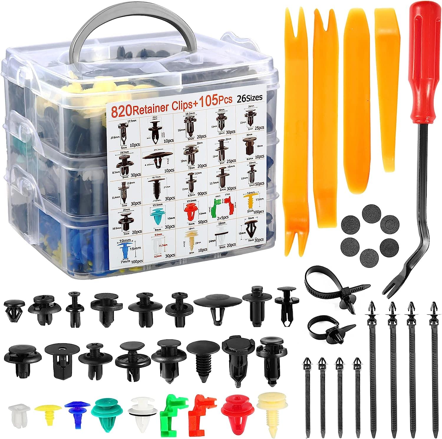 Beauenty 925Pcs Car Retainer Clips& Fastener Remover - 16 Most Popular Sizes Auto Push Pin Rivets Set -Door Trim Panel Clips Compatible with GM for Toyota GM Ford Honda Chevy (925PCS)