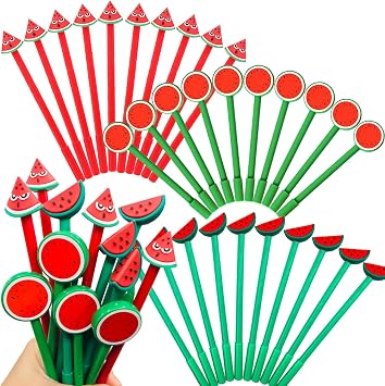 Cute Watermelon Gel Ink Pens - 0.5 mm Black Ink, Fun Kawaii Fruit Pens for Office, Home Supplies