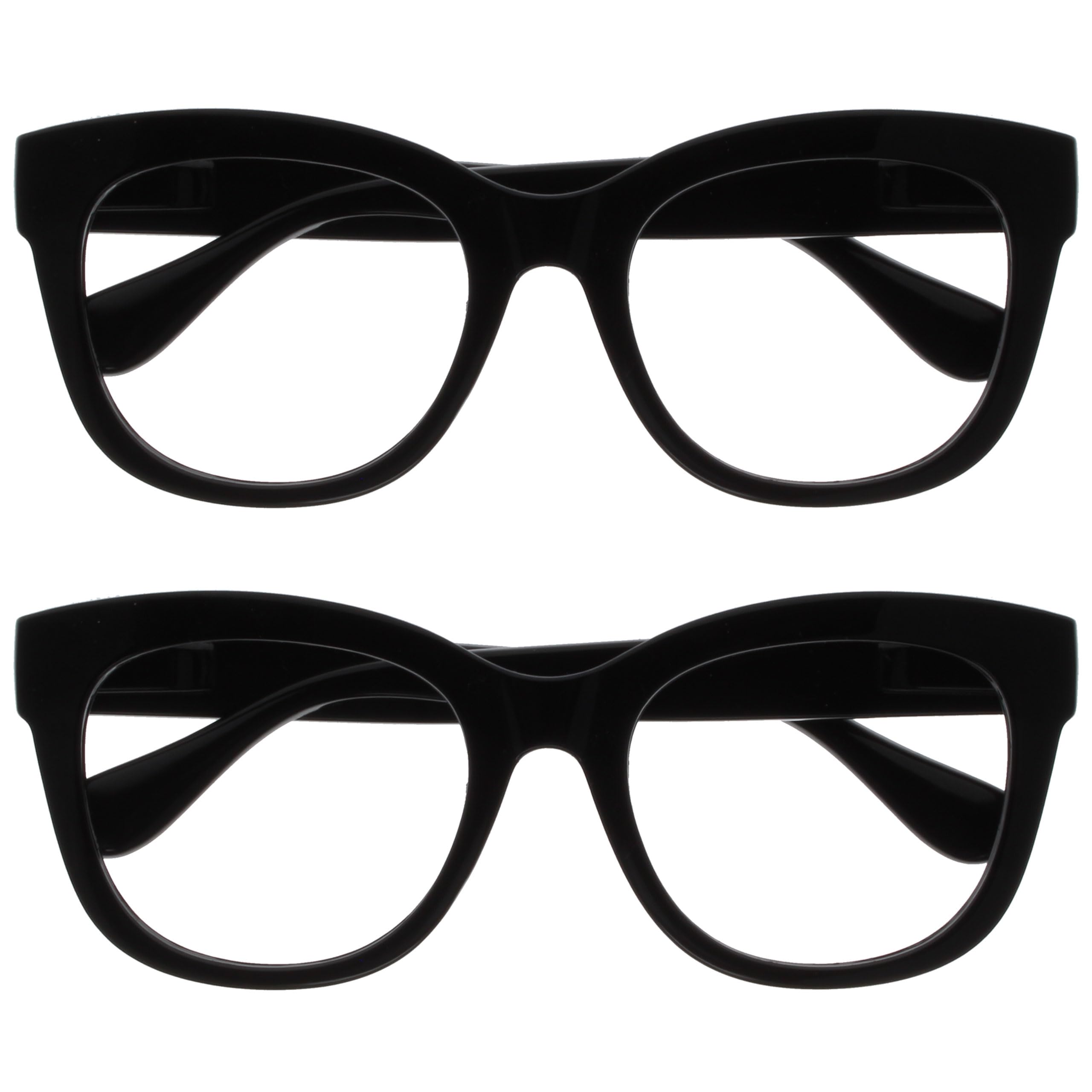 OPULIZE BIG Blue Light Blocking Glasses - Bold Round Fashion Frame - Anti-Glare Anti-Reflective Computer Gaming - 2 Pack - UV & Eyestrain Protection - Black - Mens Womens +0.00