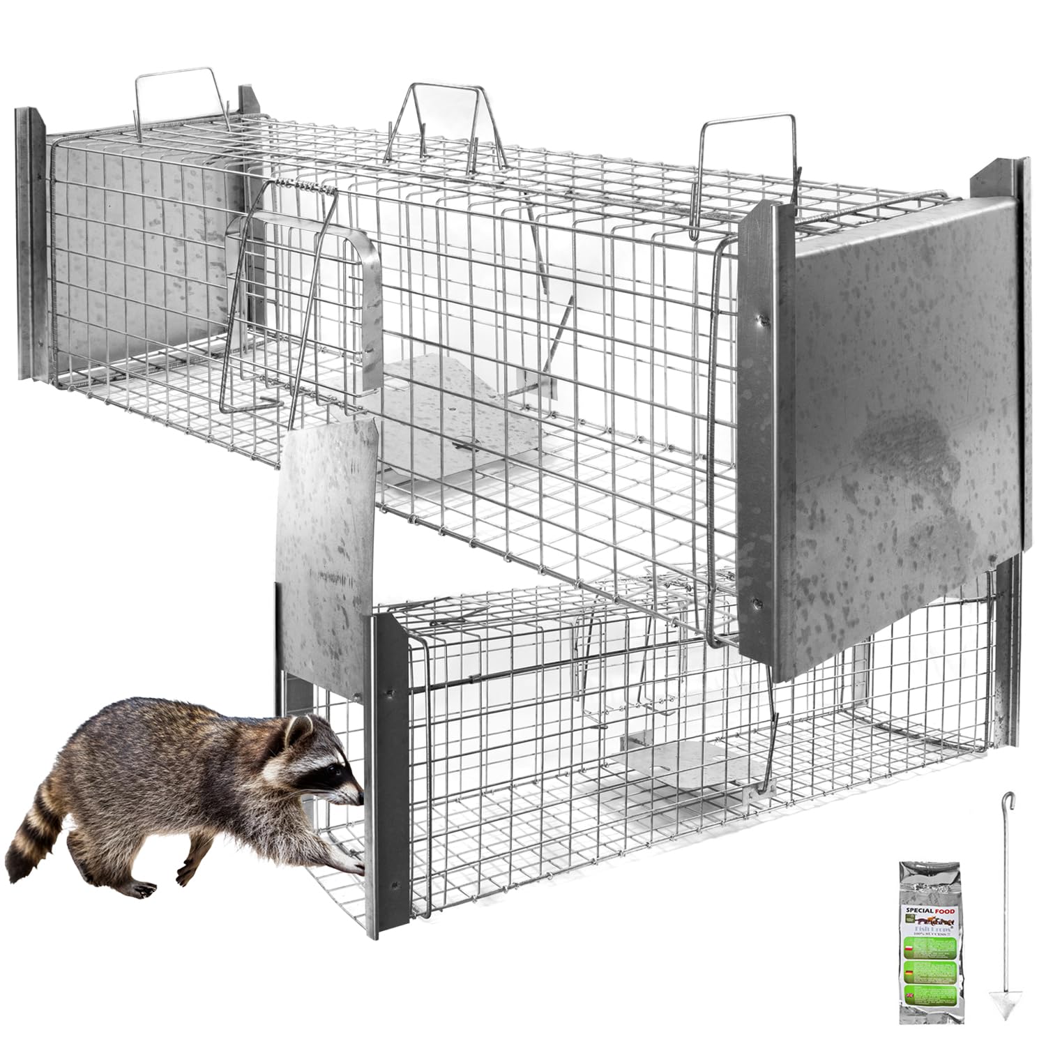 Animales Humane Trampa Jaula Captura Gato Zorro Castor Mapache 120 x 34 x 34 cm Petigi
