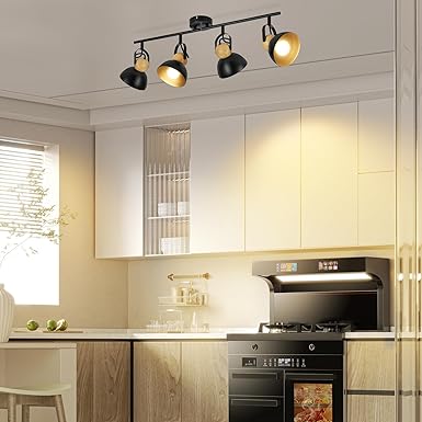 ZMH ZMH Ceiling Spotlight Vintage Black Ceiling Lamp - 4 Lights Ceiling Lamp Living Room Retro E27 Ceiling Spotlights Rotatable 350° Industrial Metal Spotlight for Kitchen Bedroom Dining Room photo 2