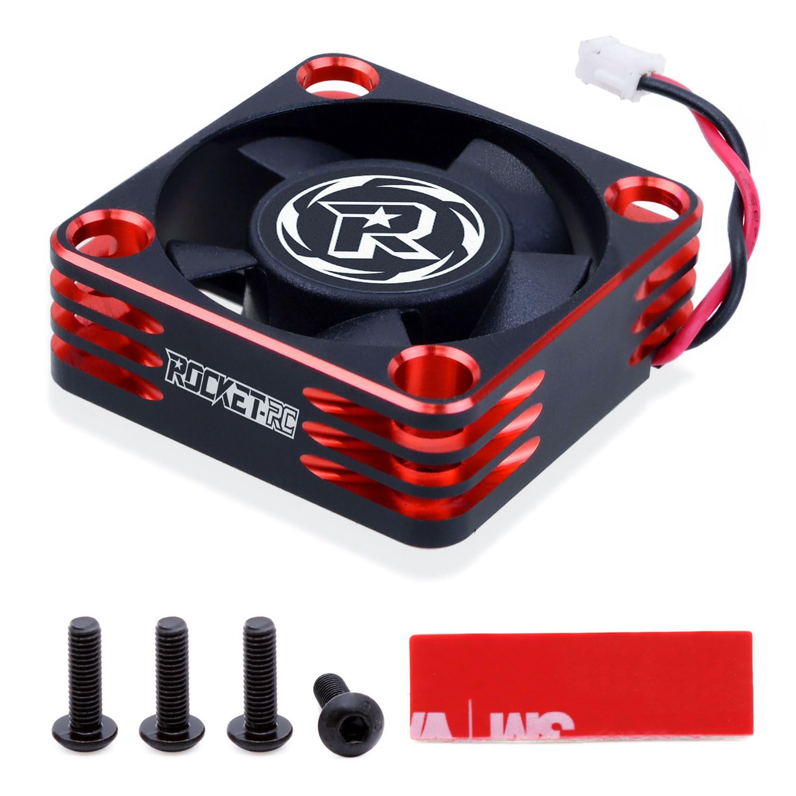 Surpass Hobby Motor Cooling Fan, 28000RPM Brushless ESC Alluminum Motor Heat Sink Fitted Turbo ESC A3 for RC Car 1/8 1/10 (Red&Black)