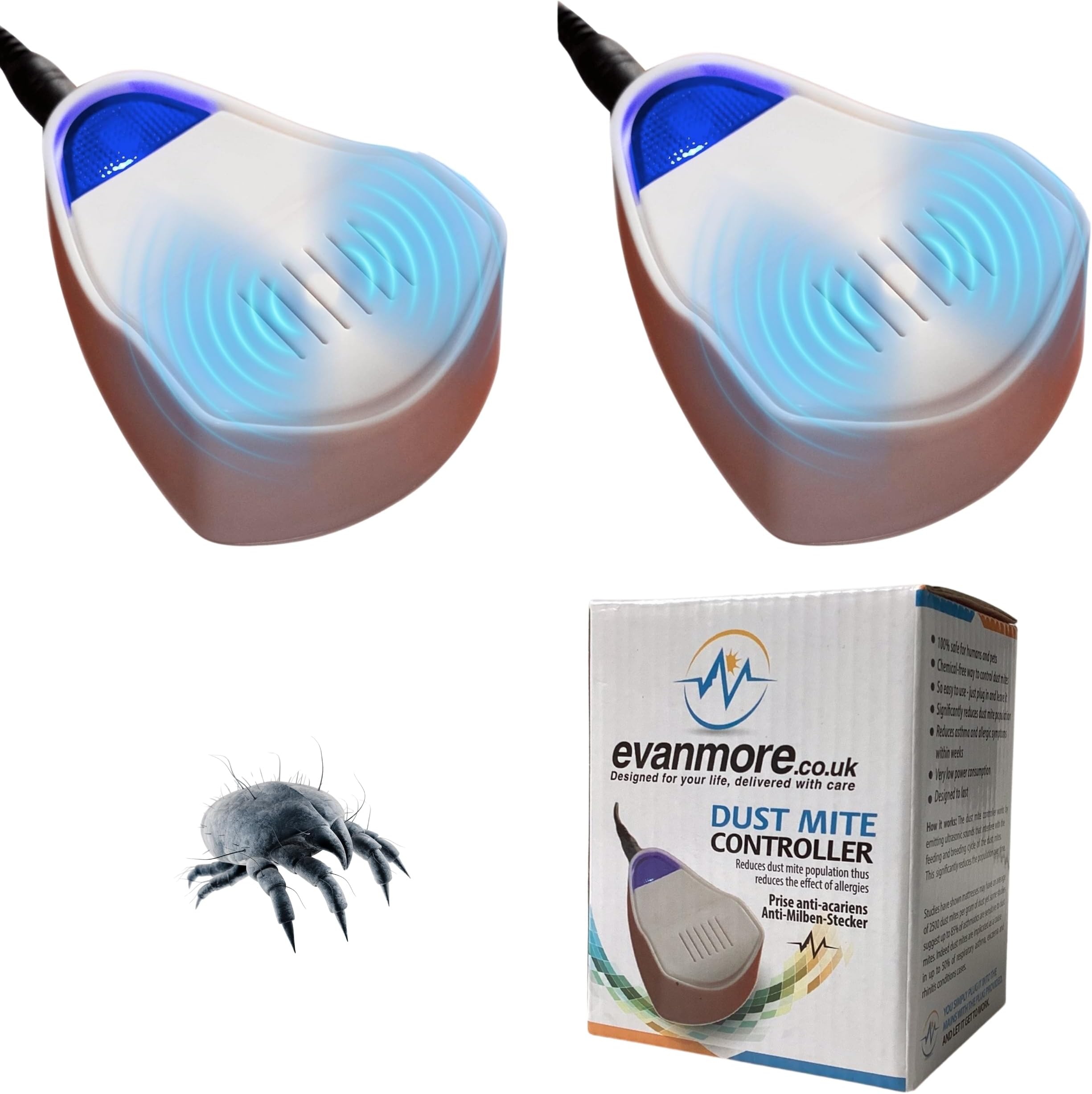 Dust Mite Controller Ultrasonic Repeller Repellent Plug in Dustmite Killer 100% Safe Non Toxic Chemical Free (2)