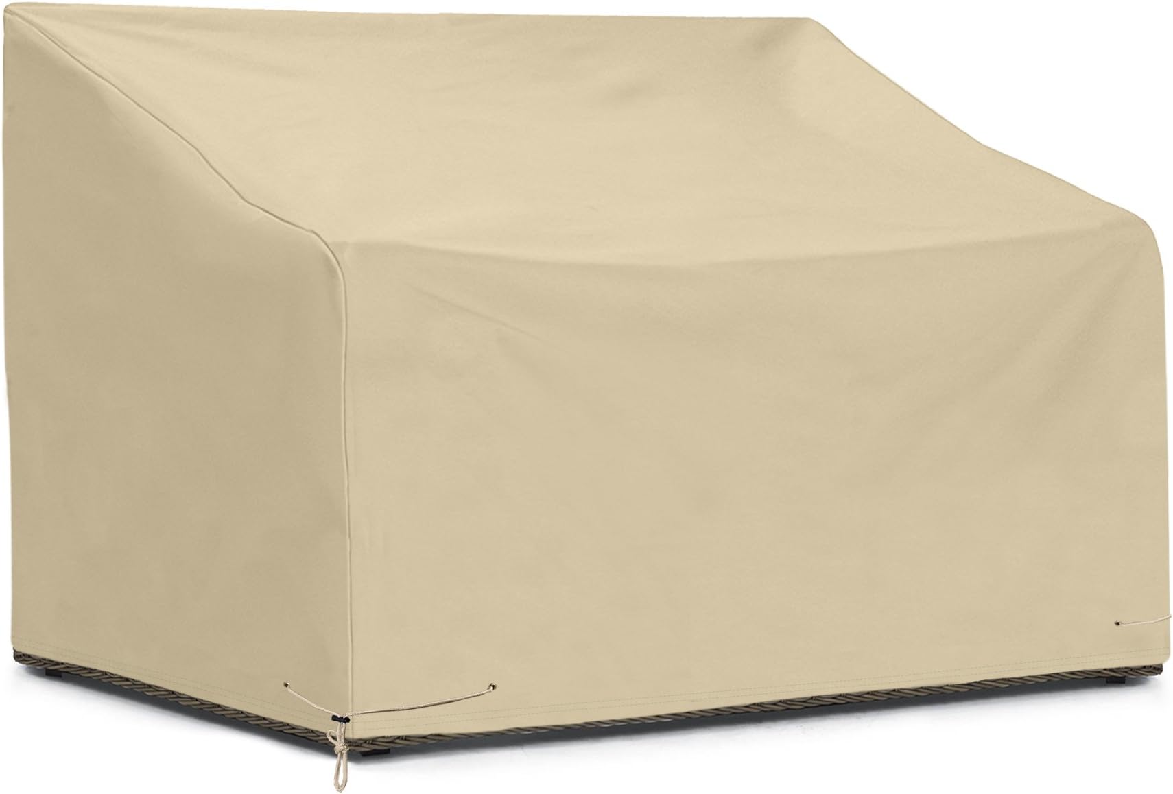 SunPatio Outdoor Sofa Cover, Patio Veranda Bench/Loveseat Furniture Cover 60" L x 33" W x 30"/22" H, Durable and Water Resistant, All Weather Protection, Beige