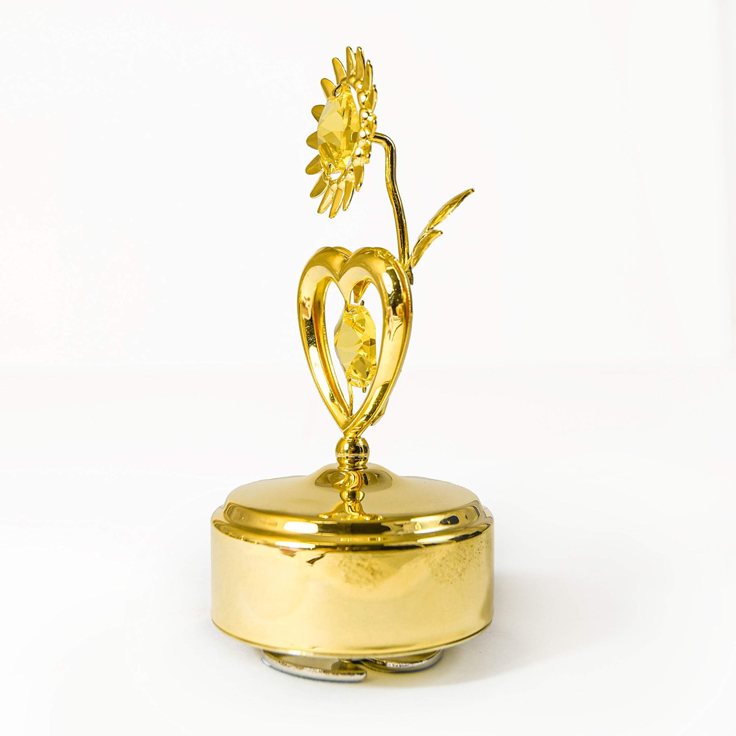 金色のオルゴール 花の装飾付き