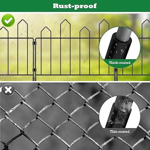 Miniatura 8 de Valla decorativa de jardín, total de 10 pies de largo x 20 pulgadas de alto, borde de valla de jardín de alambre inoxidable sin excavación, cercas