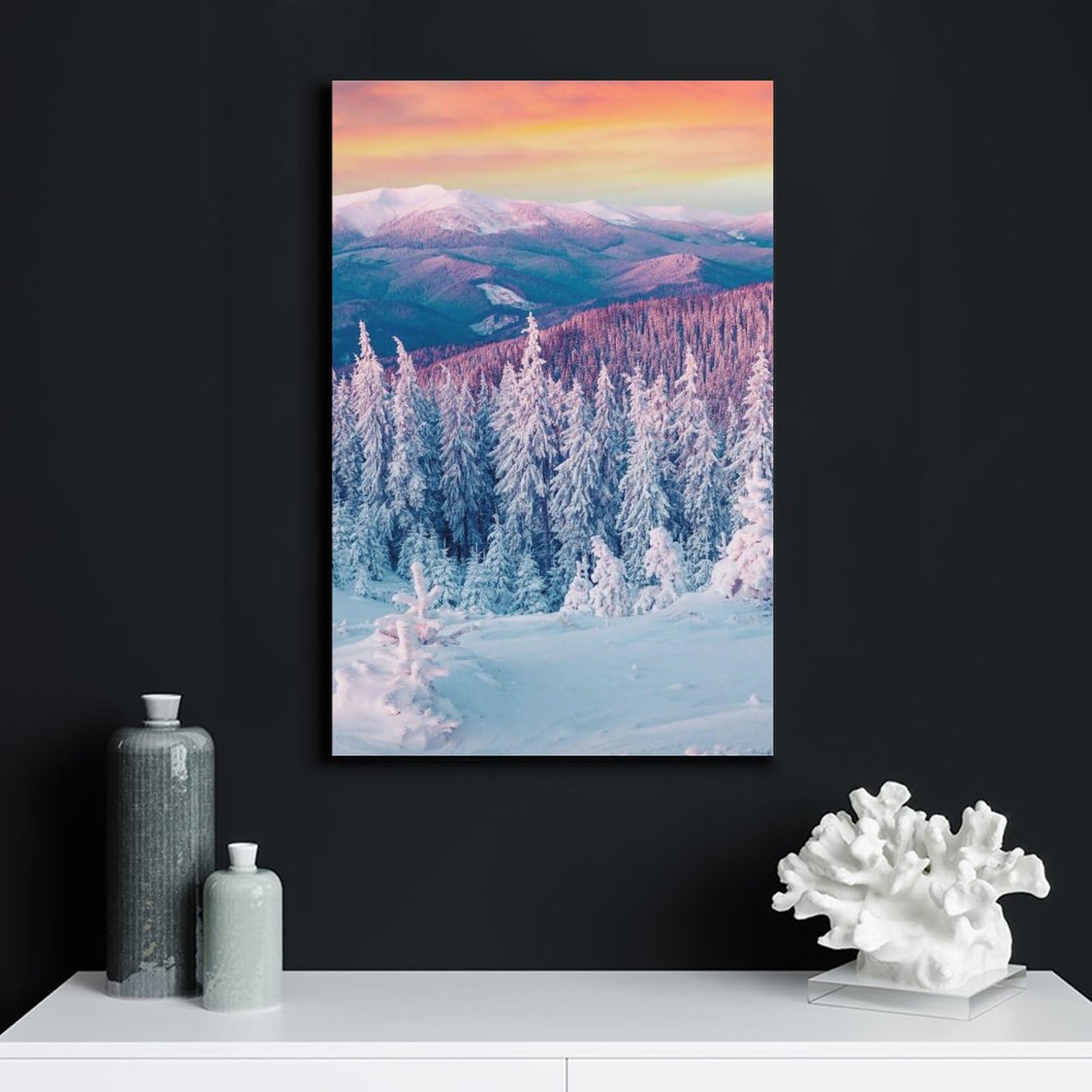 Amazon.co.jp: 絵画 美しい冬の森の雪景色インテリア 絵画 魅惑