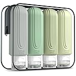 Mrsdry Travel Bottles for Toiletries, Large 6oz Oversize Containers, BPA Free Leak Proof Tubs Refillable Liquid Traveler Accessories with Toiletry Bag for Cometic Shampoo and Lotion Soap (4 Pack)