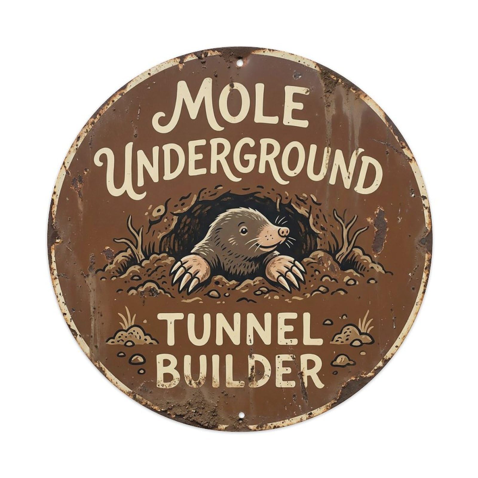 Cxhjca 8X8inch(20X20cm) Mole Underground Tunnel Builder Metal Tin Sign